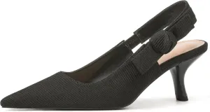 Erocalli Women's Low Kitten Bow Heels Slingback Dressy Pumps Pointed Closed Toe Elegant Wedding Pumps Formal Comfortable Shoes