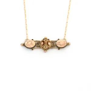 Etruscan Revival Ships Sailing Landscape Bar Necklace