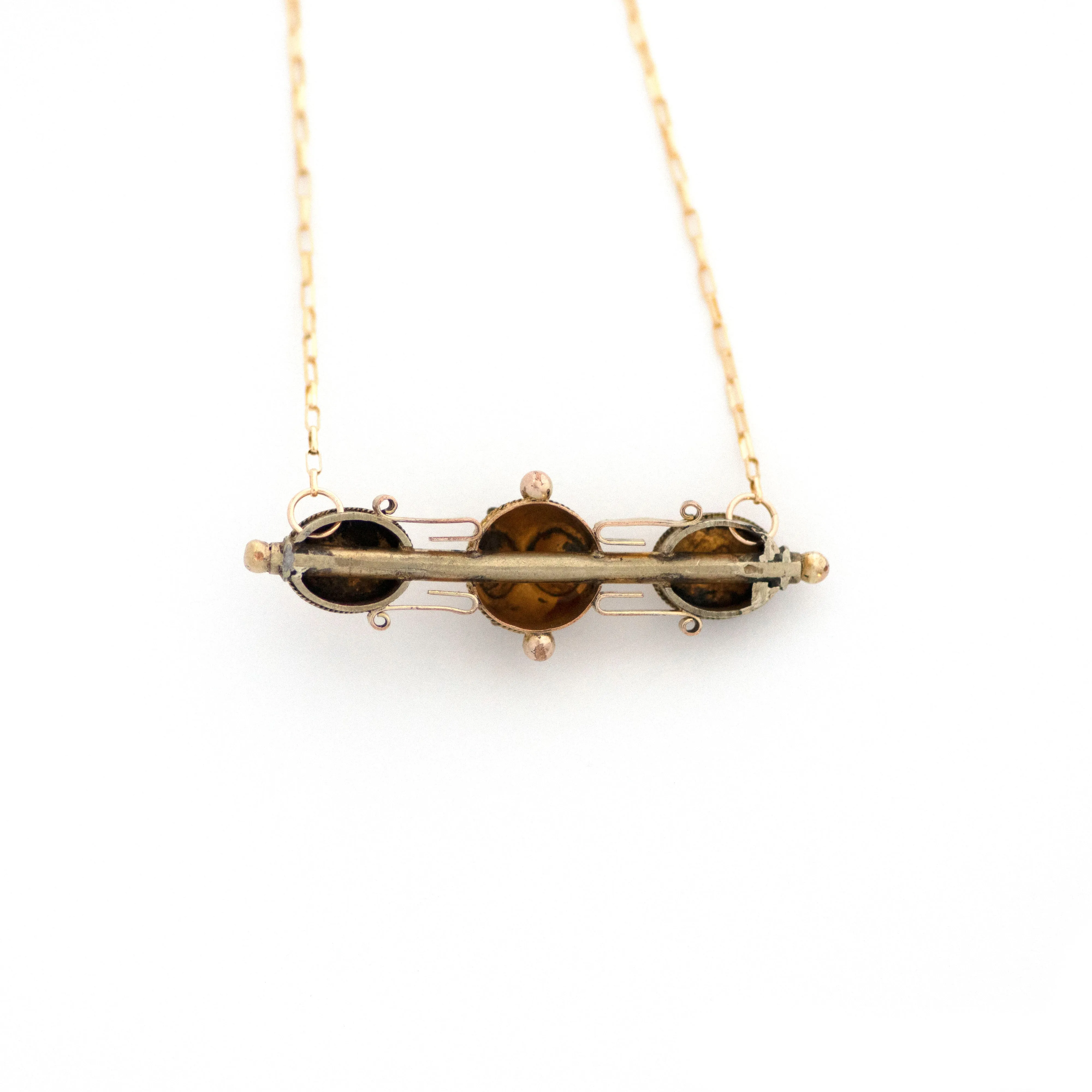Etruscan Revival Ships Sailing Landscape Bar Necklace