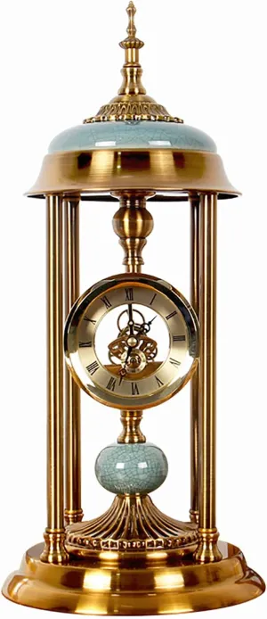 European Retro Mantel Clocks Vintage Metal Silent Non-Ticking Fireplace Clocks Battery Operated Desk Clock for Living Room Decor