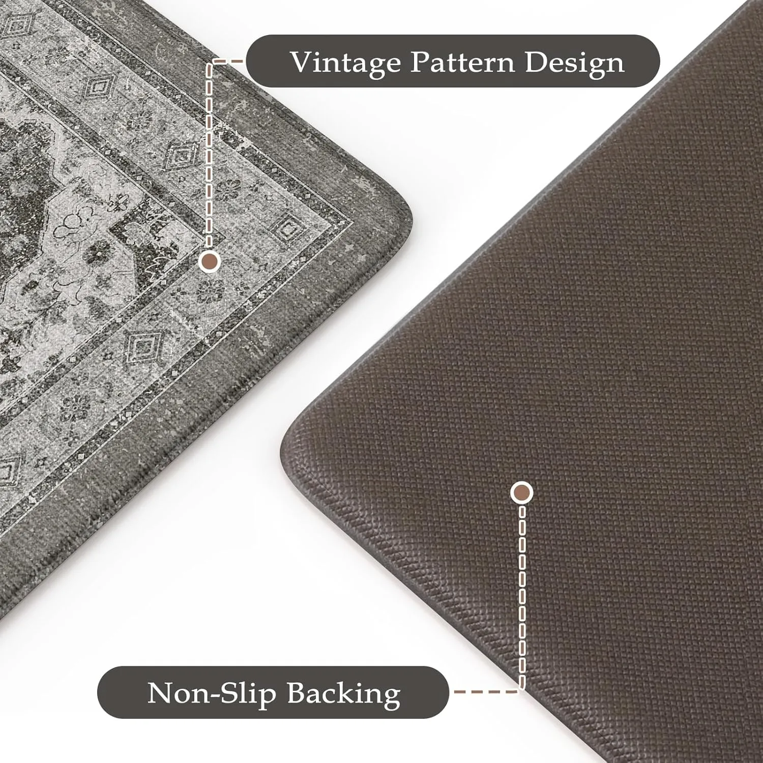 Farmhouse Kitchen Rugs Sets of 2, Anti Fatigue Mats for Kitchen Floor Non Slip Kitchen Mat, Cushion Kitchen Mats for Floor Boho Runner Rug for Laundry Hallway 17"x47" 17"x28",Dark Grey