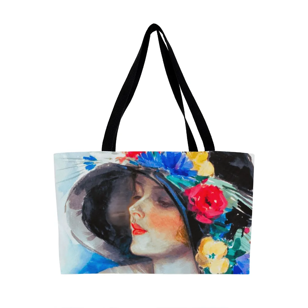 Fashionable Vintage Woman's Face with Bonnet Weekender Tote Bag