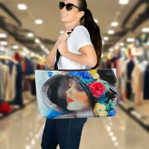 Fashionable Vintage Woman's Face with Bonnet Weekender Tote Bag