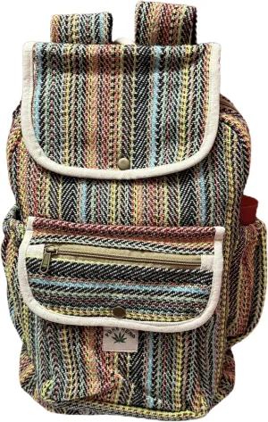 FIBERGOLD Large Hemp Bag Pack Natural Himalayas Hemp | Vegan Travel Backpack, Festival Bag, Eco-Friendly iPad Backpack | Fair Trade & Handmade