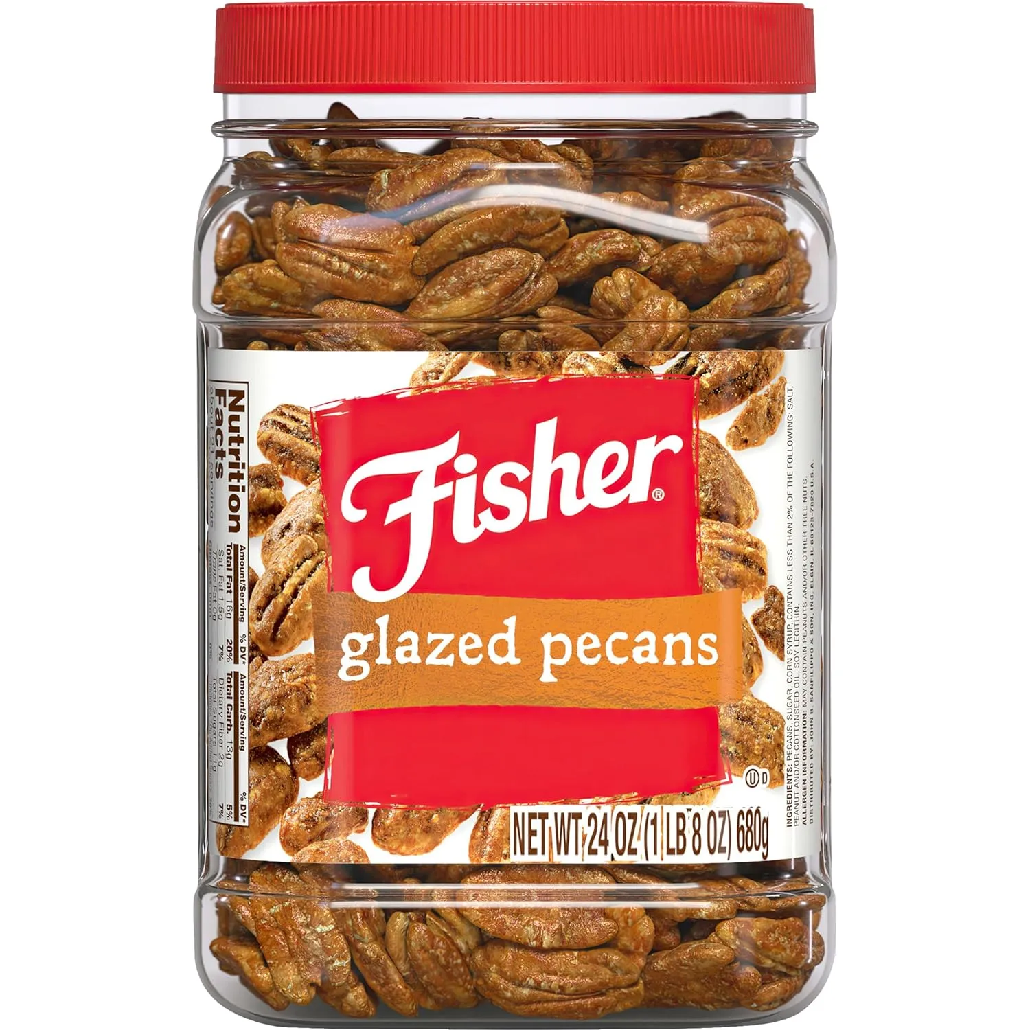 Fisher Snack Glazed Pecans, 24 Ounces, Made with Whole Mammoth Candied Pecans, 100% Recyclable