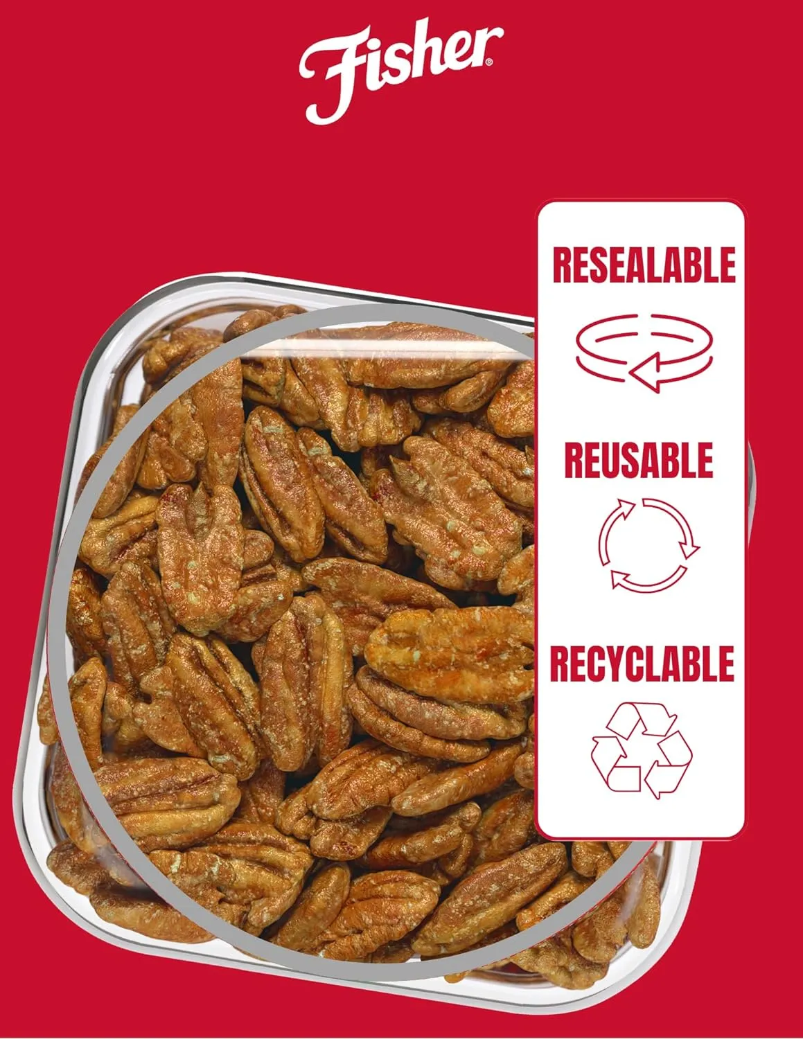Fisher Snack Glazed Pecans, 24 Ounces, Made with Whole Mammoth Candied Pecans, 100% Recyclable