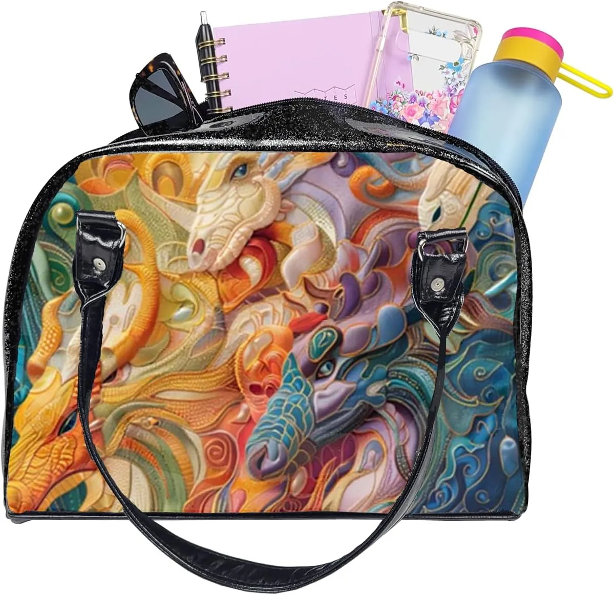 Flora and Fauna Collection Colorful, Large, Whimsical, Womens Handbag, Purse, Travel Bag, Satchel, Fav Tote