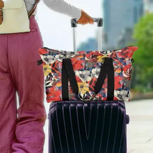 Floral patterns with the structured lines of geometric shapes Lightweight luggage