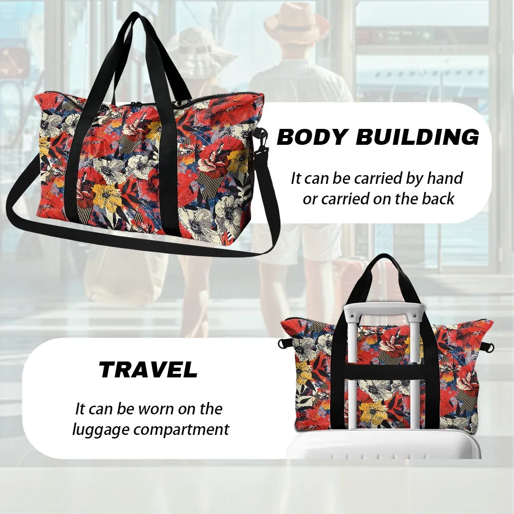 Floral patterns with the structured lines of geometric shapes Lightweight luggage