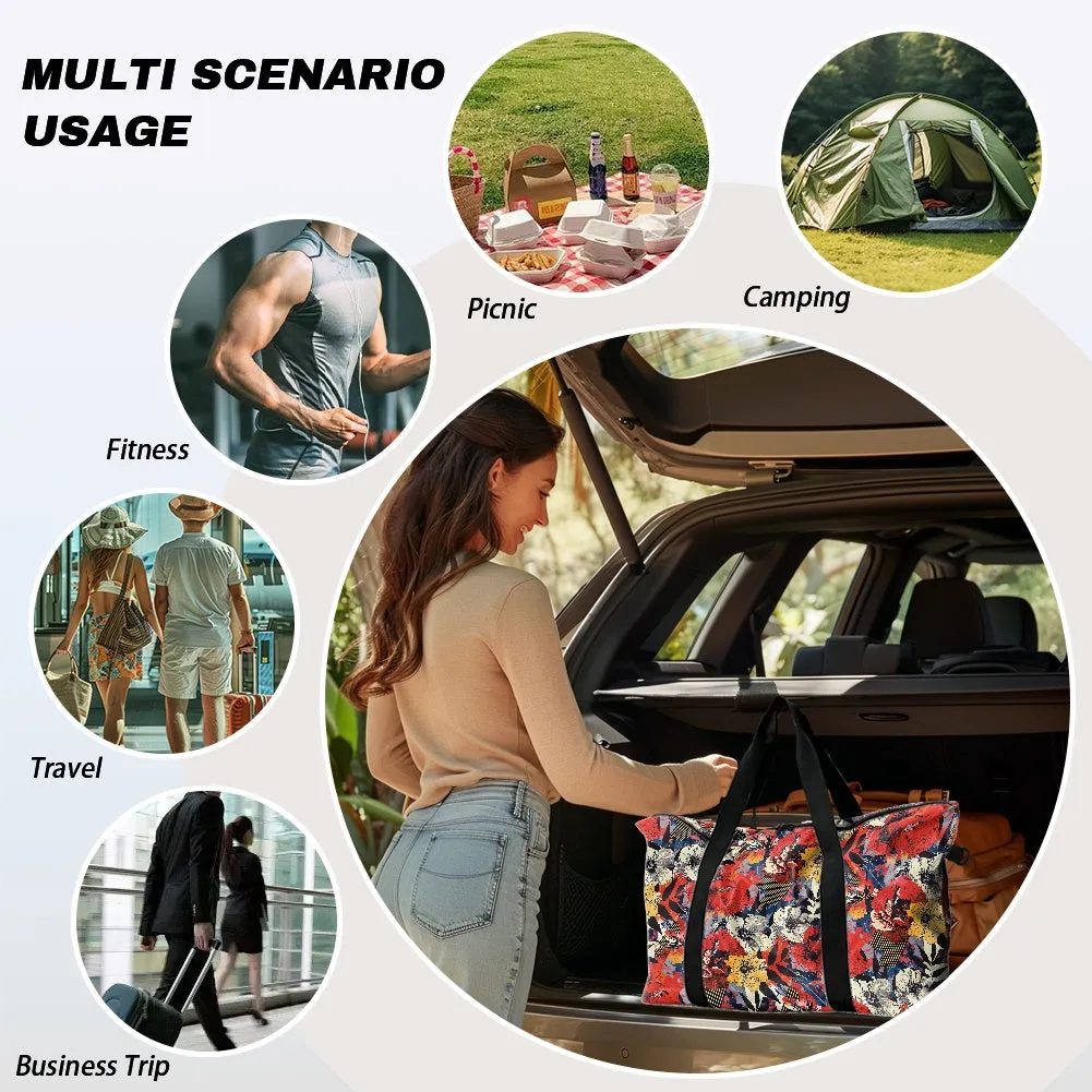 Floral patterns with the structured lines of geometric shapes Lightweight luggage