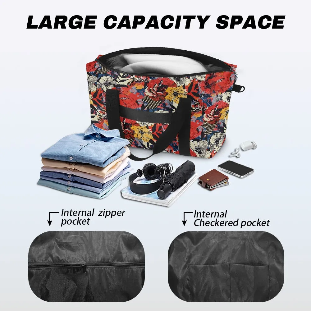 Floral patterns with the structured lines of geometric shapes Lightweight luggage