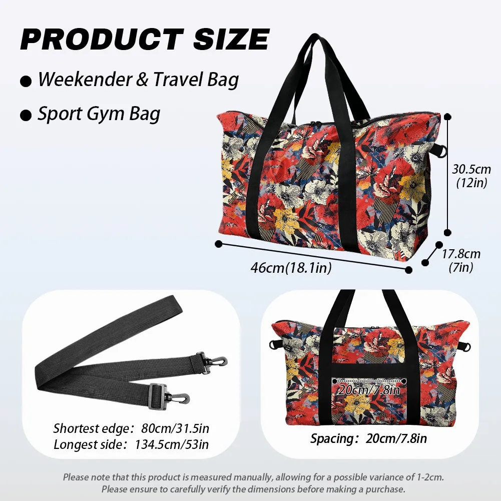 Floral patterns with the structured lines of geometric shapes Lightweight luggage