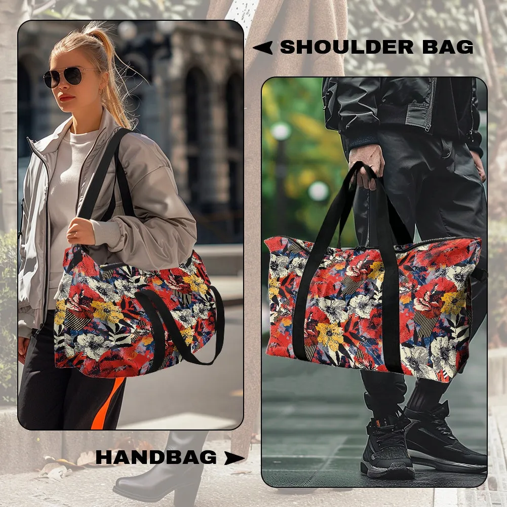 Floral patterns with the structured lines of geometric shapes Lightweight luggage