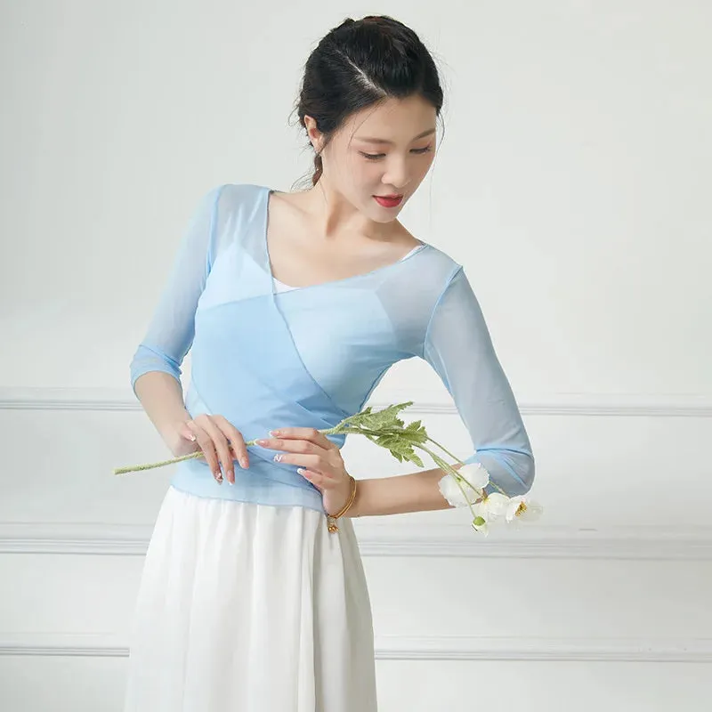 Flowy Chiffon Dance Skirt 800-100cm Long Double Layer, Large Swing Ethnic Costume for Classical Stage Performance