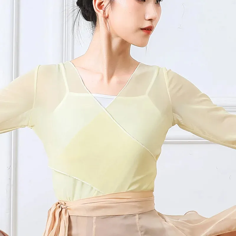 Flowy Chiffon Dance Skirt 800-100cm Long Double Layer, Large Swing Ethnic Costume for Classical Stage Performance