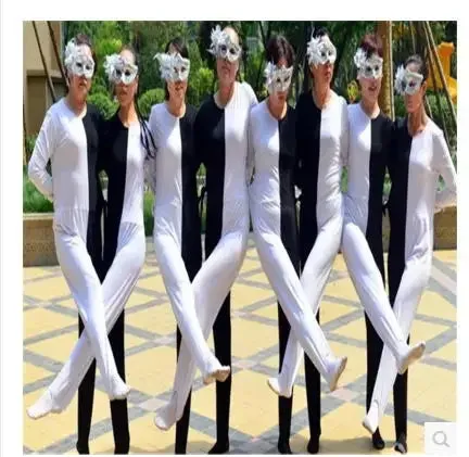 Funny Optical Illusion Siamese Dance Costume Black/White Leg Dance Outfit