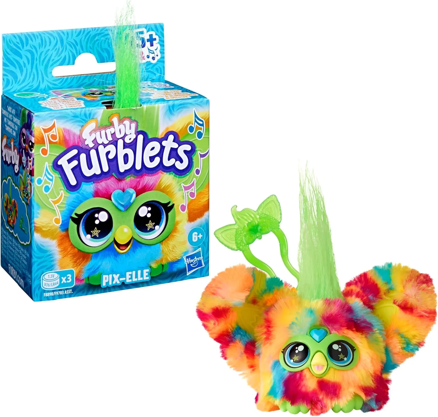 Furby Furblets Pix-Elle Mini Friend, 45  Sounds, Gamer Music & Furbish Phrases, Electronic Plush Toys for Girls & Boys 6 Years & Up, Multicolor