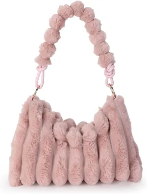 Furry Purse Y2K Fluffy Bags Faux Fur Purses for Women Fuzzy Tote Bag Plush Shoulder Handbags