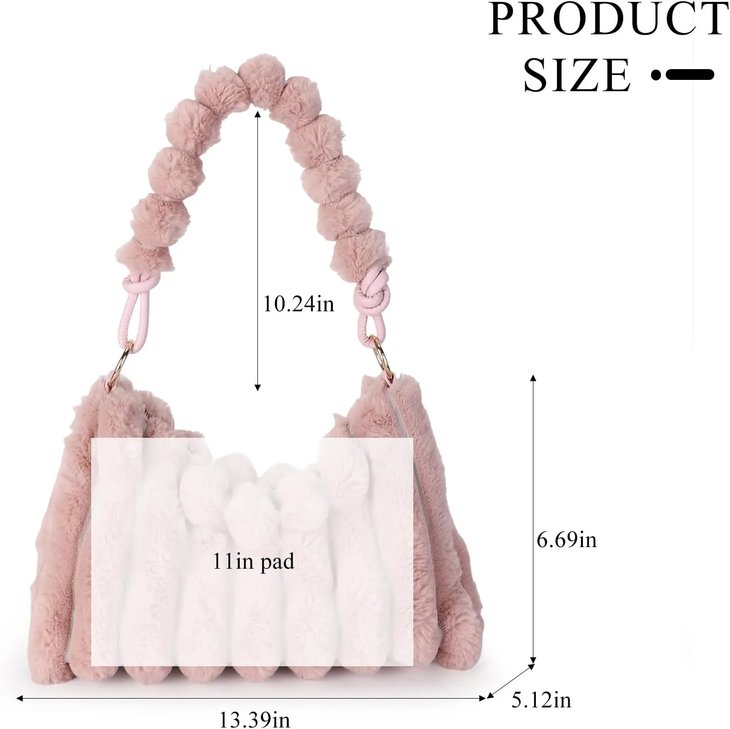 Furry Purse Y2K Fluffy Bags Faux Fur Purses for Women Fuzzy Tote Bag Plush Shoulder Handbags