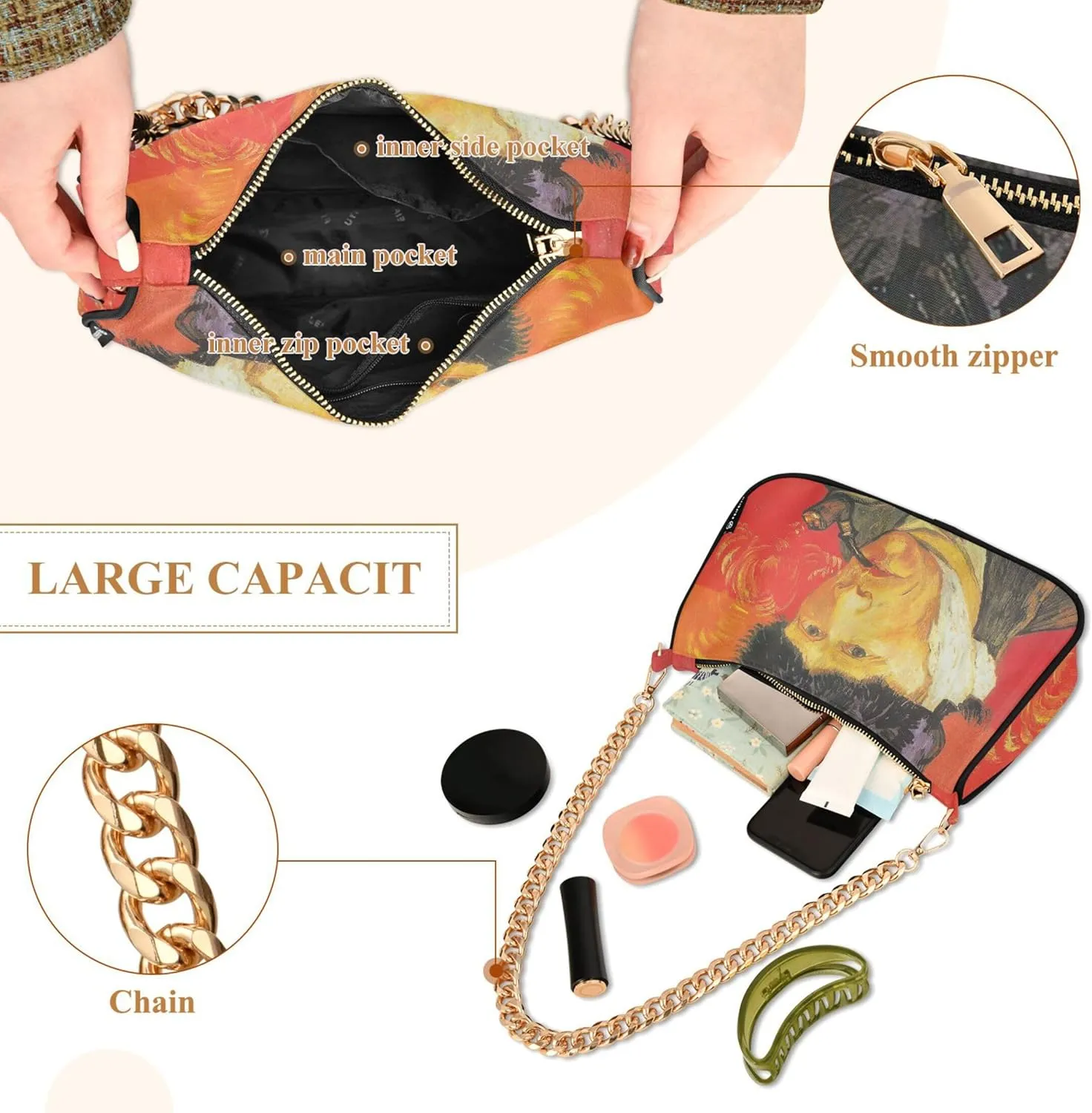Game Controller Monster Face Medium Purse Hobo Party Purses Womens Ladies Handbags Chain Cute Shoulder Bag