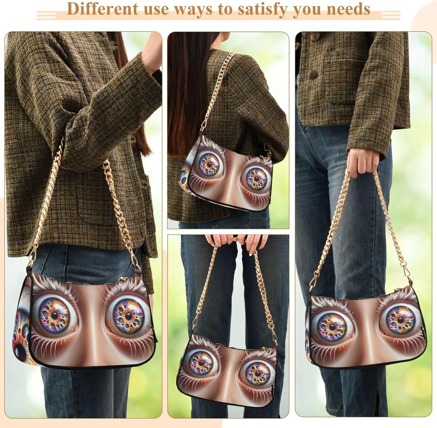 Game Controller Monster Face Medium Purse Hobo Party Purses Womens Ladies Handbags Chain Cute Shoulder Bag