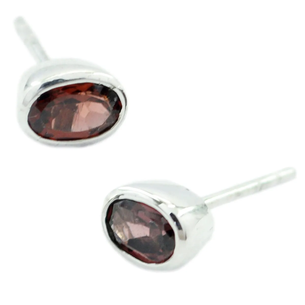 Garnet French Haruka Solitaire Stud Red 92.5 Silver Earring