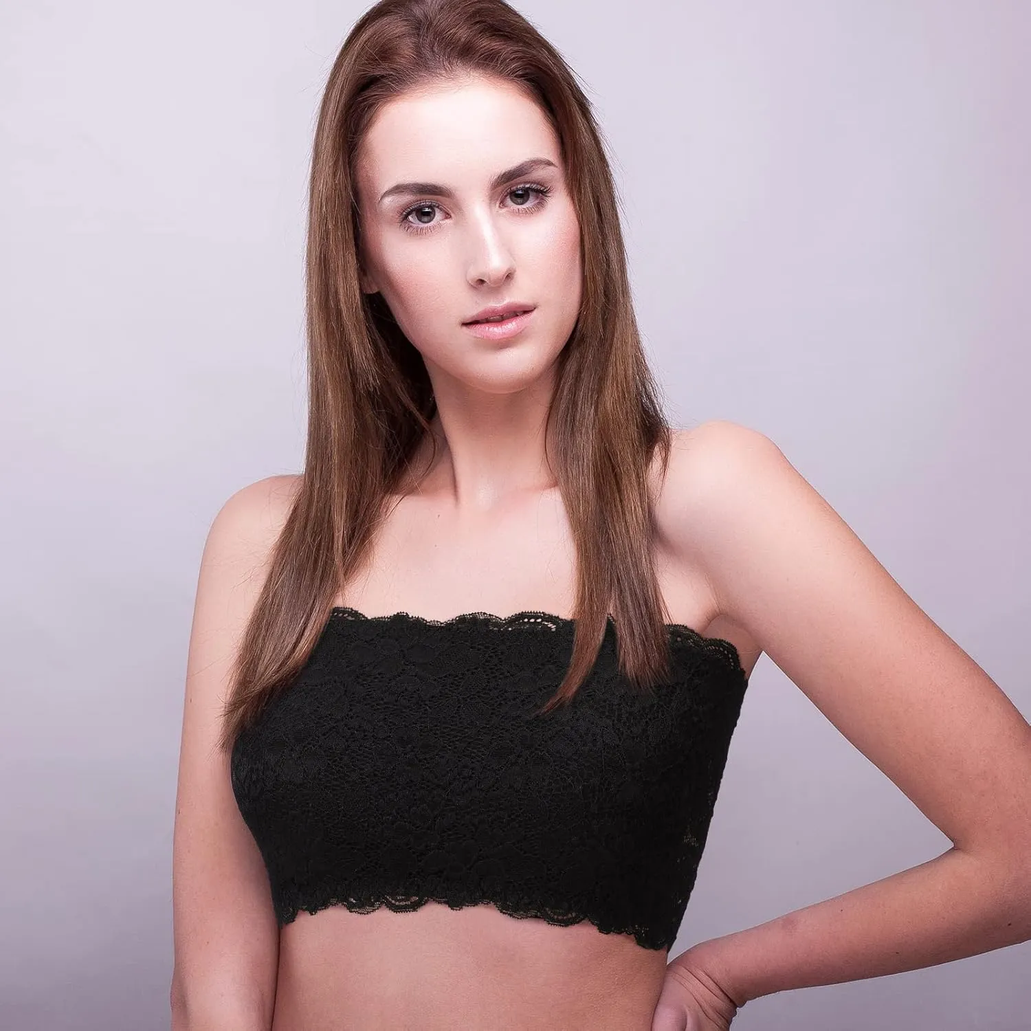 Geyoga 6 Pieces Floral Lace Bralette Bandeau Bra for Women Girl Seamless Strapless Stretchy Tube Top