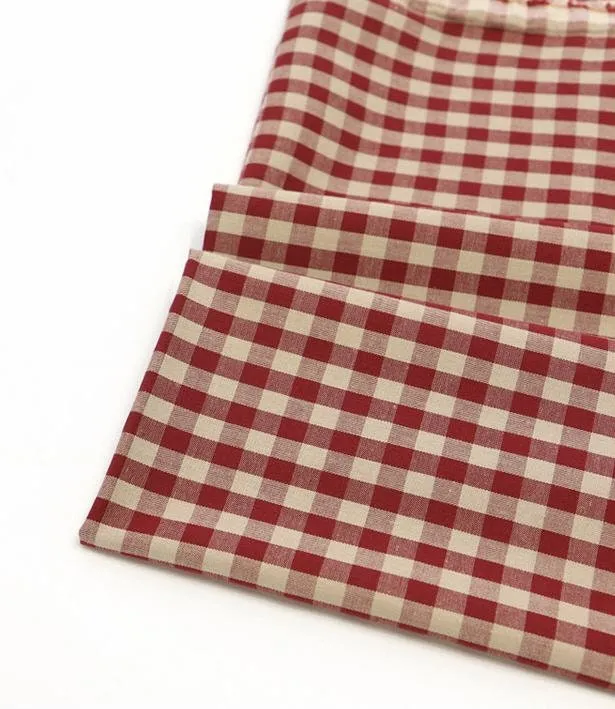 Gingham Check Cotton Fabric, 1 cm Check, Yarn Dyed, Vintage Check Fabric, Korean Fabric - Pink, Red or Green - Fabric By the Yard 38341-1