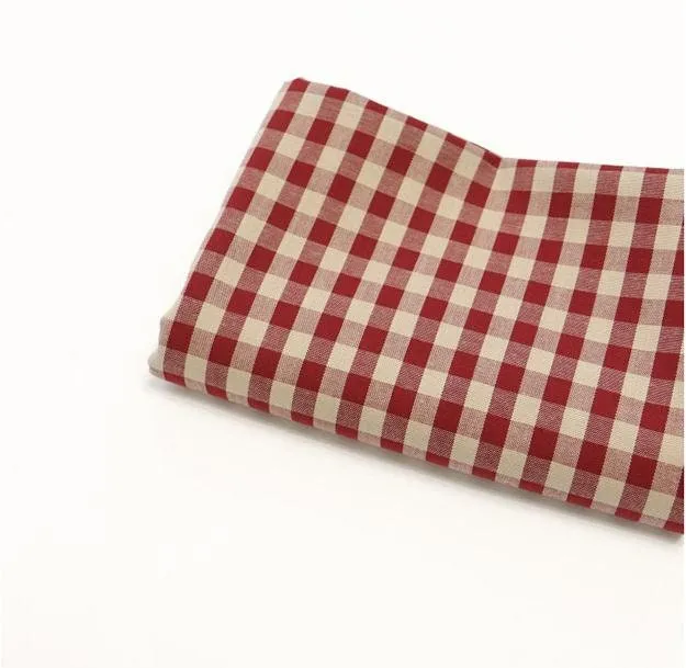 Gingham Check Cotton Fabric, 1 cm Check, Yarn Dyed, Vintage Check Fabric, Korean Fabric - Pink, Red or Green - Fabric By the Yard 38341-1