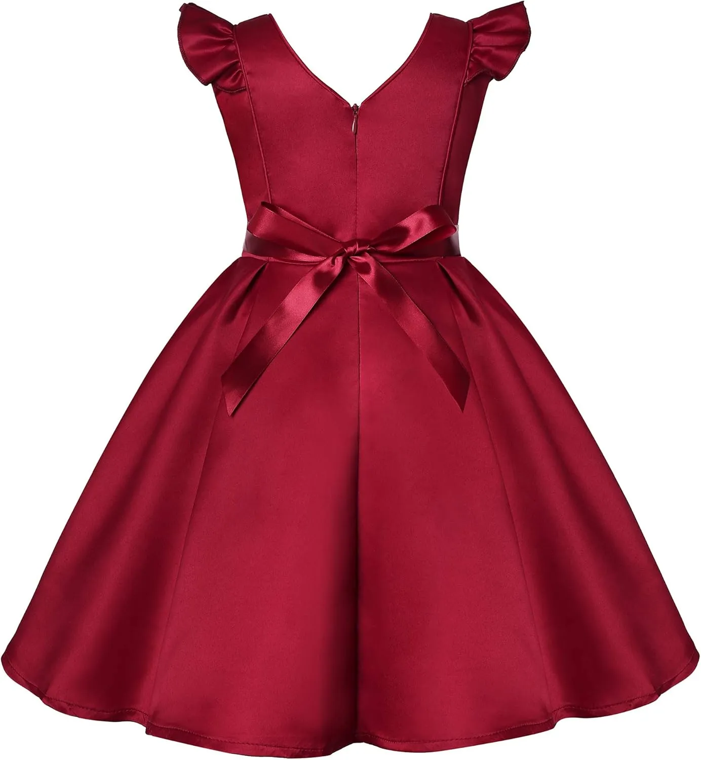 Girls Dress Sloping Shoulder Bridesmaid Wedding Princess Children's Bow Birthday Ball Party Show Evening Lavender