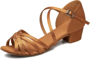 Girls Latin Dance Shoes Kids Salsa Ballroom Dance Shoes Low Heel Girls Tango Dance Cha Cha Shoes
