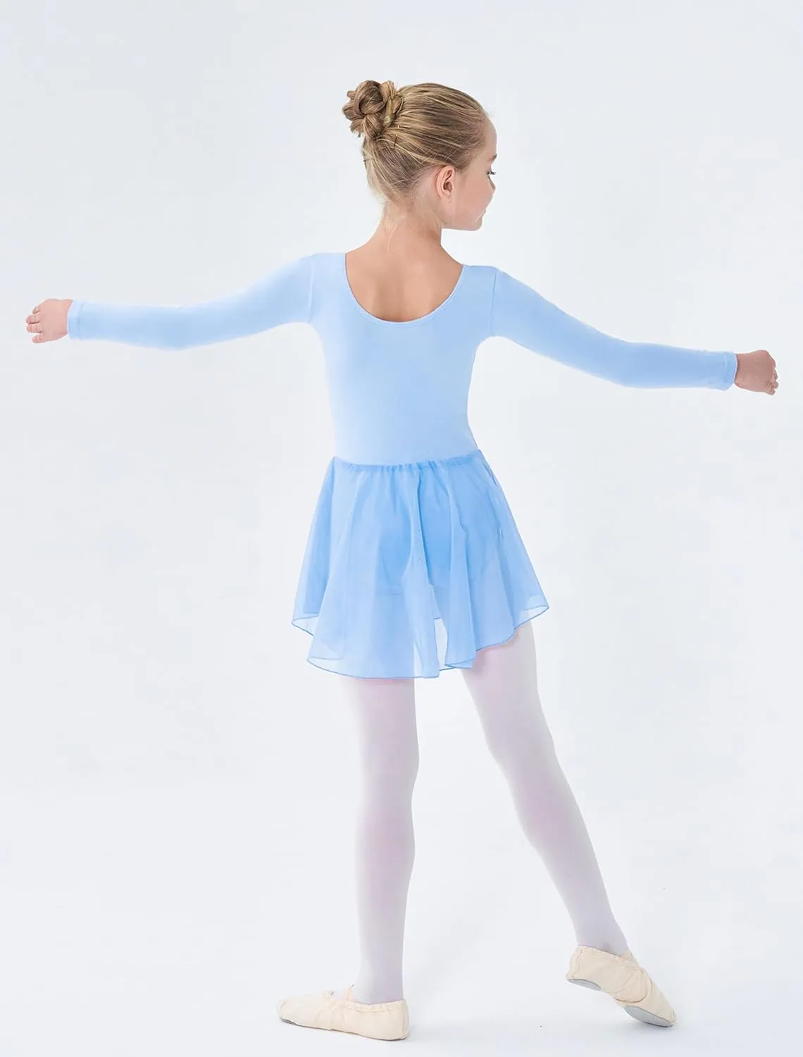 Girls Long Sleeve Ballet Leotards Skirt Toddler Dance Gymnastics Kids Team Basic Ballet Dresse