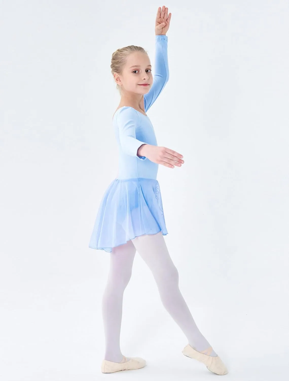 Girls Long Sleeve Ballet Leotards Skirt Toddler Dance Gymnastics Kids Team Basic Ballet Dresse