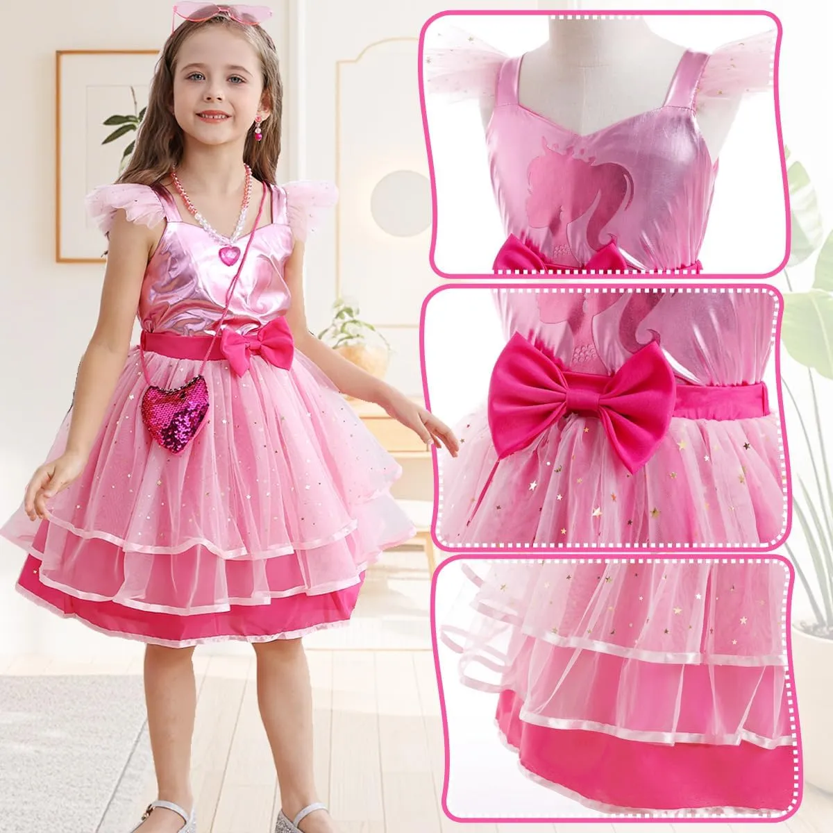 Girls Pink Cosplay Costume Dress Halloween Carnival Party Costumes With Accessories