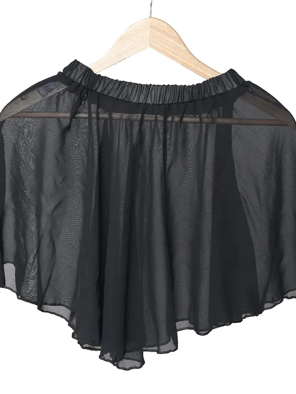 Girls Stylish Chiffon Flowy Sheer Black Mini Skirt with Elastic Pull on Waist