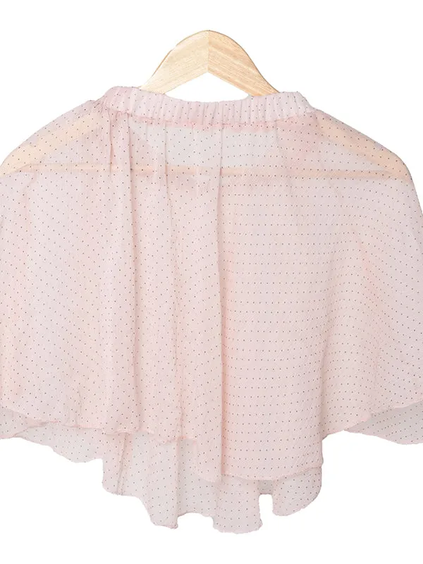 Girls Stylish Chiffon Flowy Sheer Light Pink Dot Mini Skirt with Elastic Pull on Waist