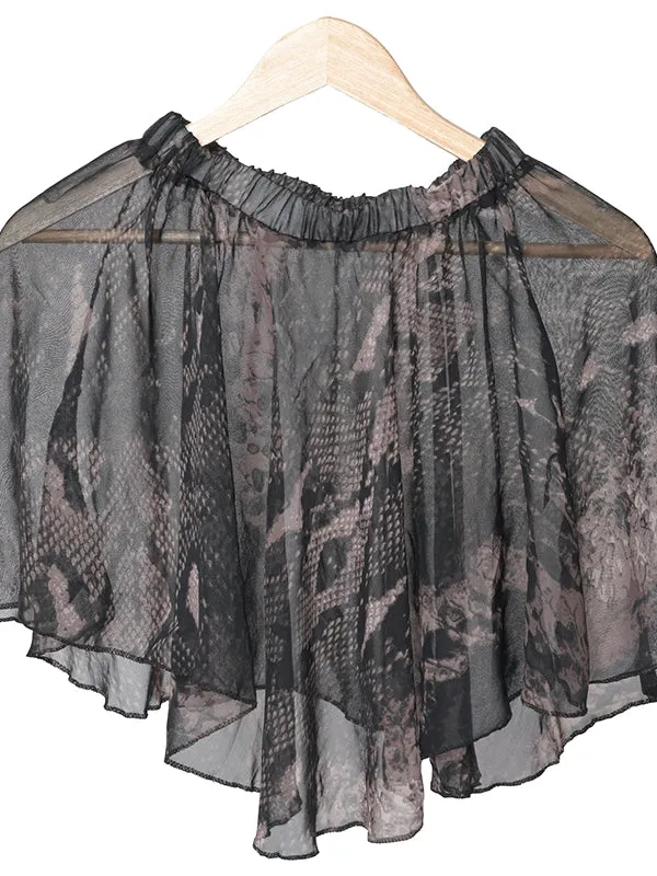 Girls Stylish Chiffon Flowy Sheer Rattle Print Mini Skirt with Elastic Pull on Waist