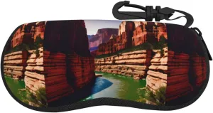 Grand Canyon Printing Summer Sunglasses Case With Carabiner,Sport Glasses Cases Travel Zipper Eyeglasses Holder