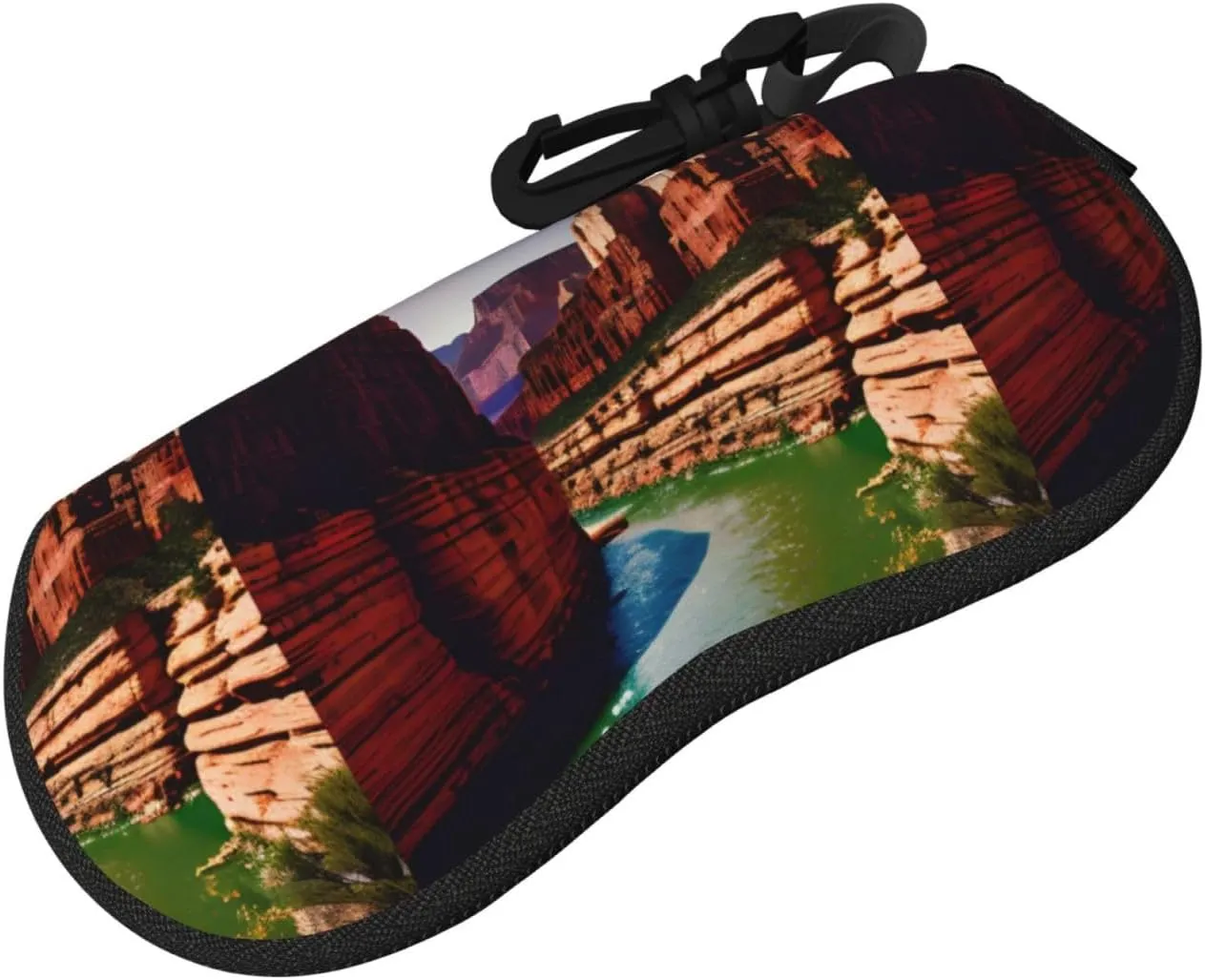 Grand Canyon Printing Summer Sunglasses Case With Carabiner,Sport Glasses Cases Travel Zipper Eyeglasses Holder