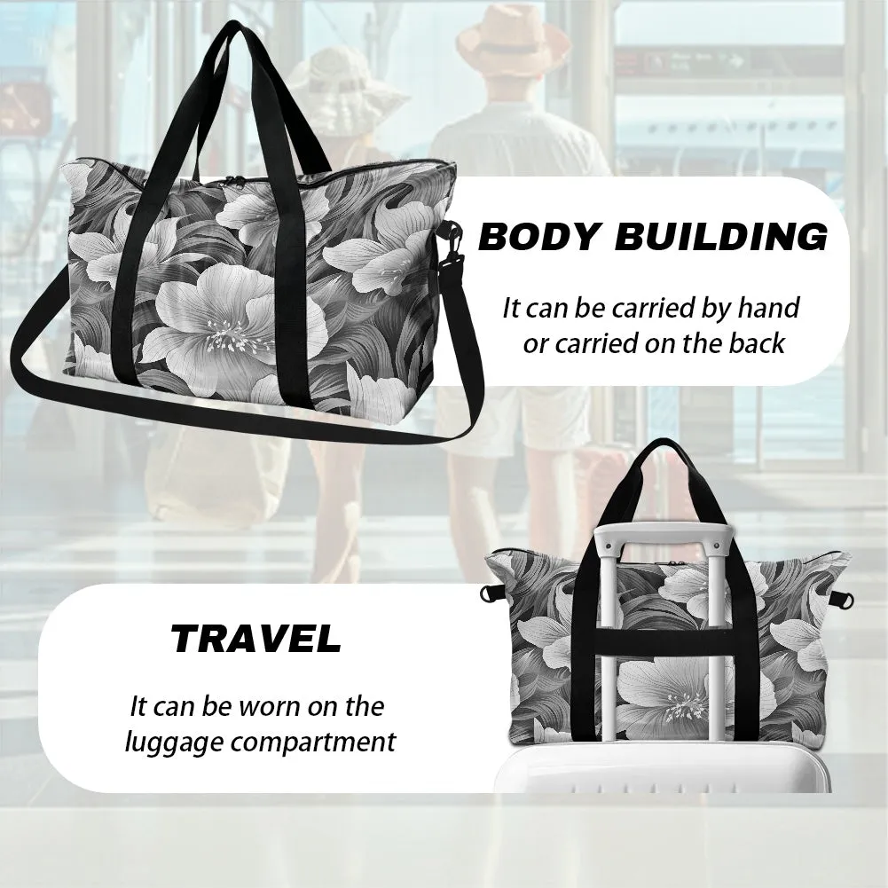 Gray Floral Lightweight luggage