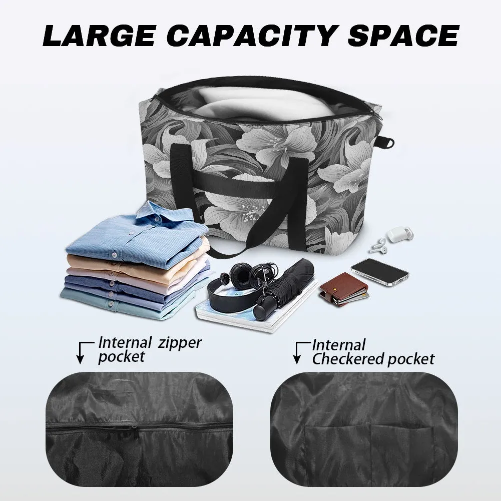Gray Floral Lightweight luggage