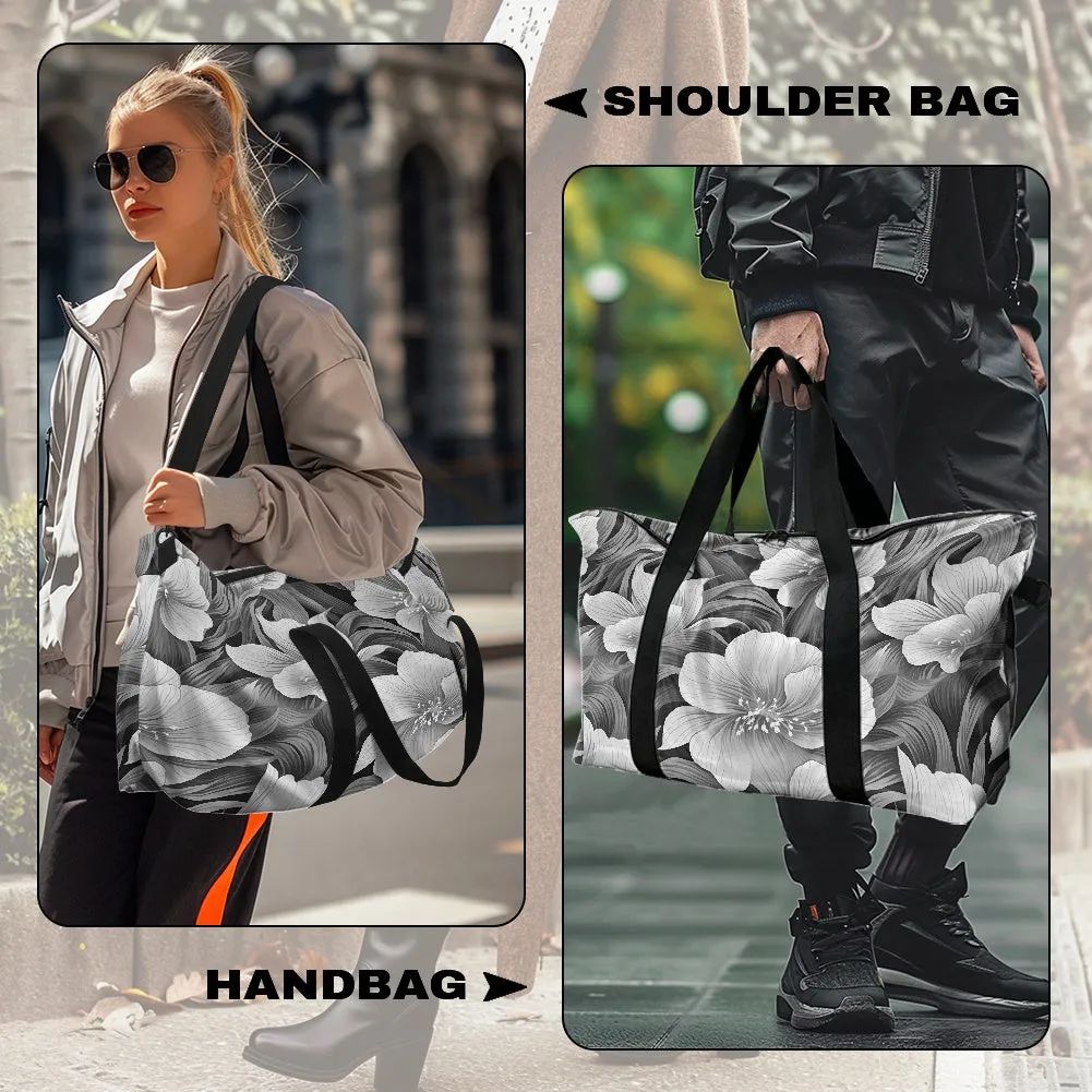 Gray Floral Lightweight luggage