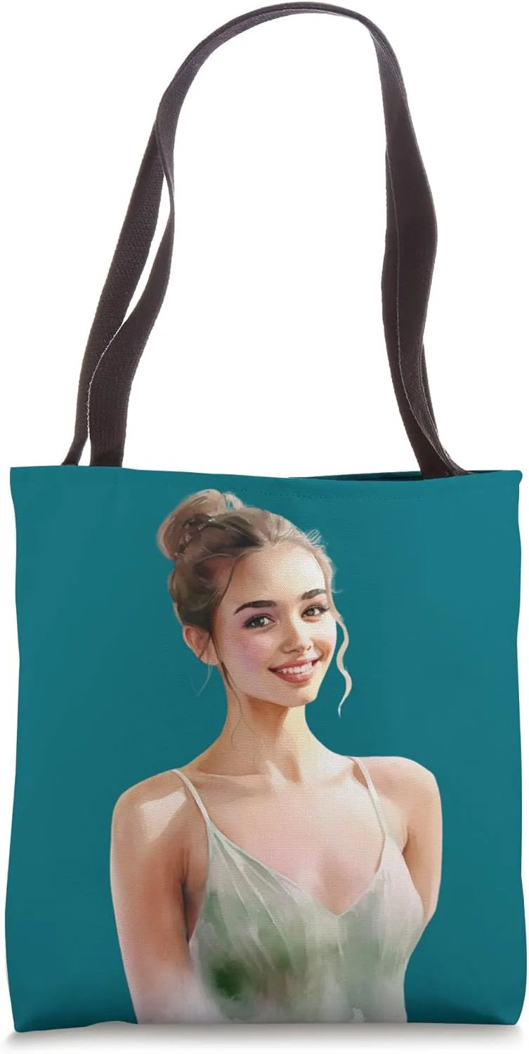 Green Ballerina Girl Dance Ballet Lyrical Musical Tote Bag