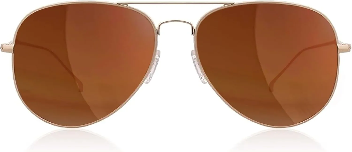 grinderPUNCH Unisex Aviator Sunglasses | Fashionable & Lightweight Frame Suits All Face Shapes | 100% UV Protection