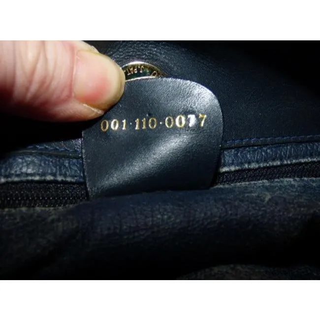 Gucci Blue Micro G Print on Dark Blue Leather Bucket Bag