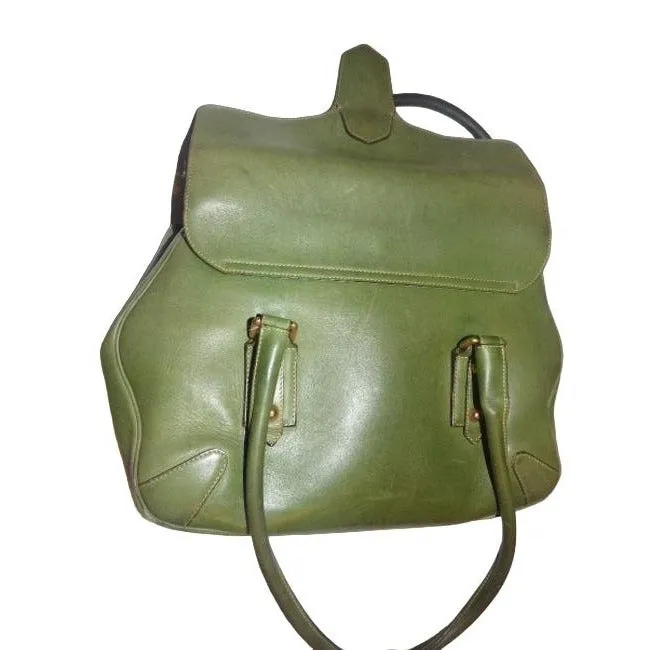 Gucci Ivy Green Leather Horse-bit Chain Top Handle Bag