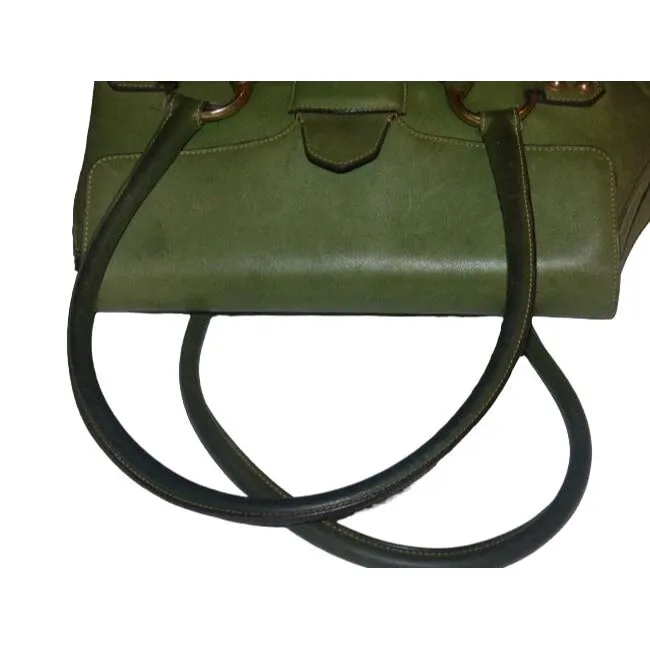 Gucci Ivy Green Leather Horse-bit Chain Top Handle Bag