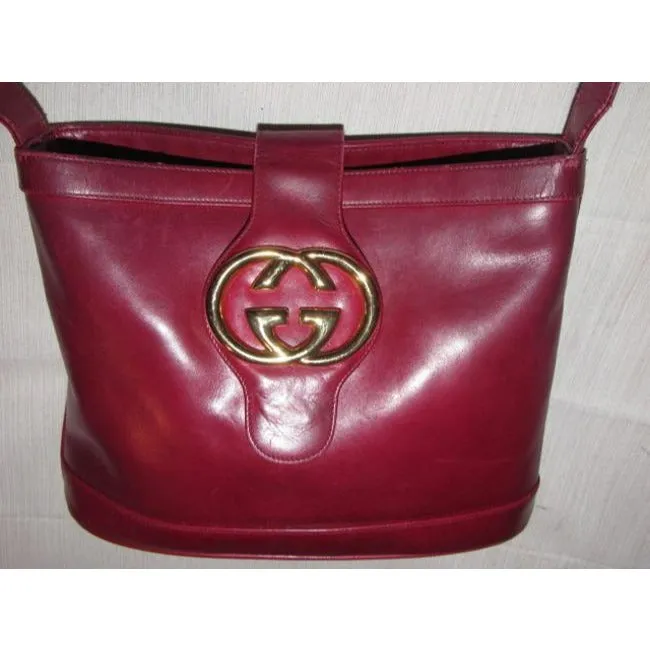 Gucci Vintage Pursesdesigner Purses Reddish Burgundy Leather Satchel