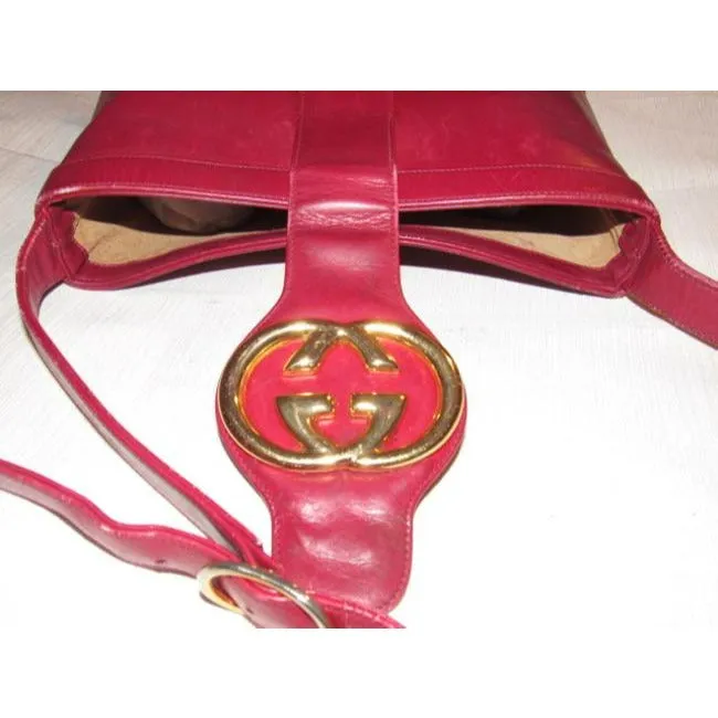 Gucci Vintage Pursesdesigner Purses Reddish Burgundy Leather Satchel