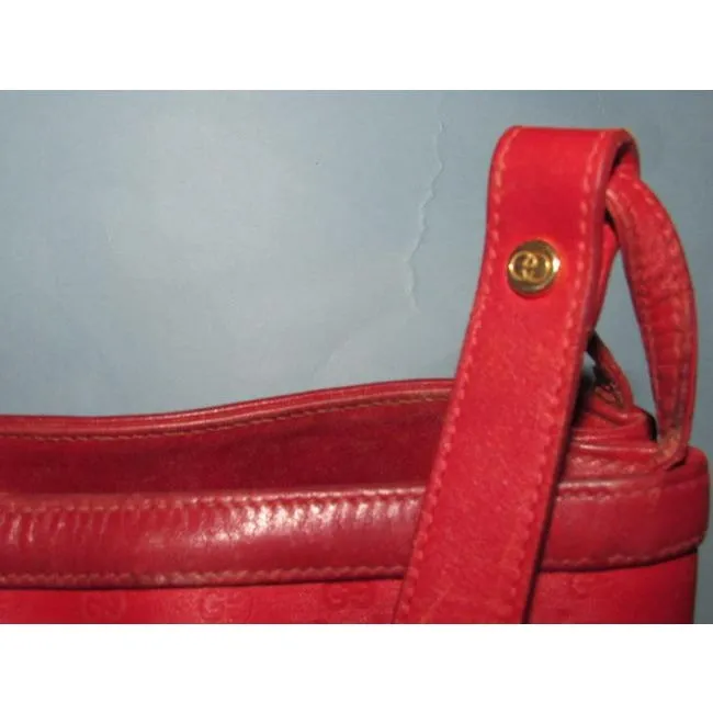 Gucci Vintage Red Small G Logo Coated Canvas And Leather Satchel